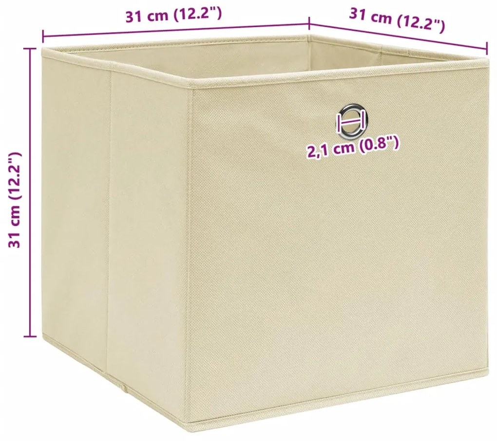 Caixas de arrumação 4 pcs 32x32x32 cm tecido creme