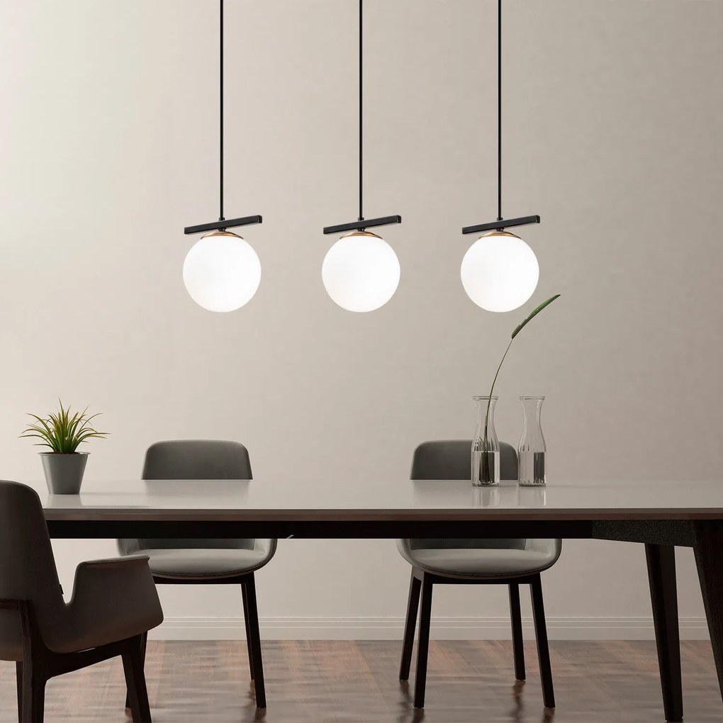 Chandelier Uzum – Branco/Preto – 81 x 15 cm