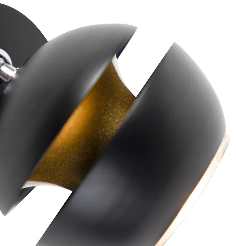 Projetores modernos 1-luz preto com interior dourado - Buell Deluxe