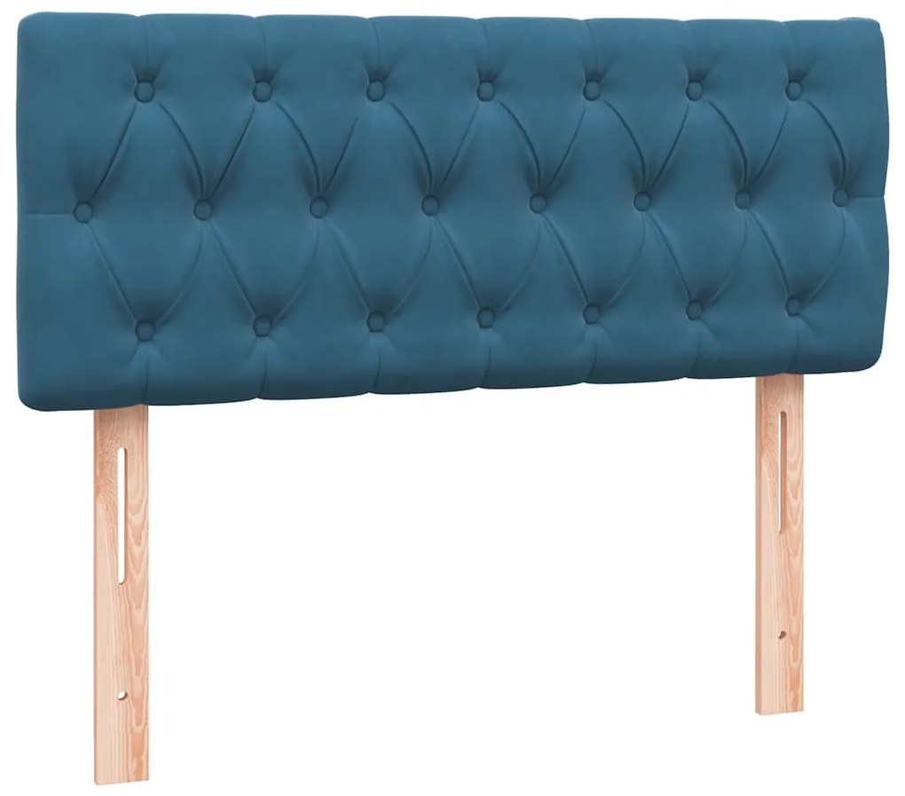 Cama com molas/colchão 120x210 cm veludo azul-escuro