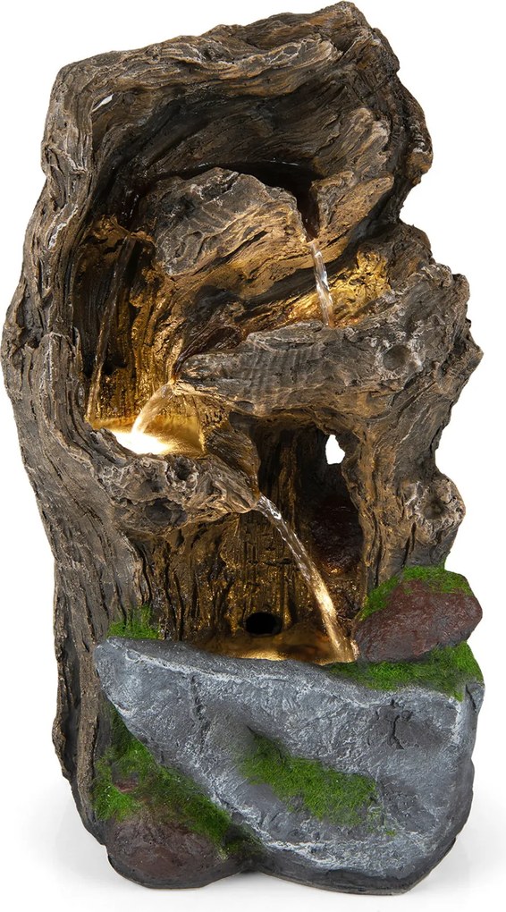 Fonte de Jardim em Cascata, 30,5 x 26 x 53 cm, 4 Níveis com Iluminação LED, Natural