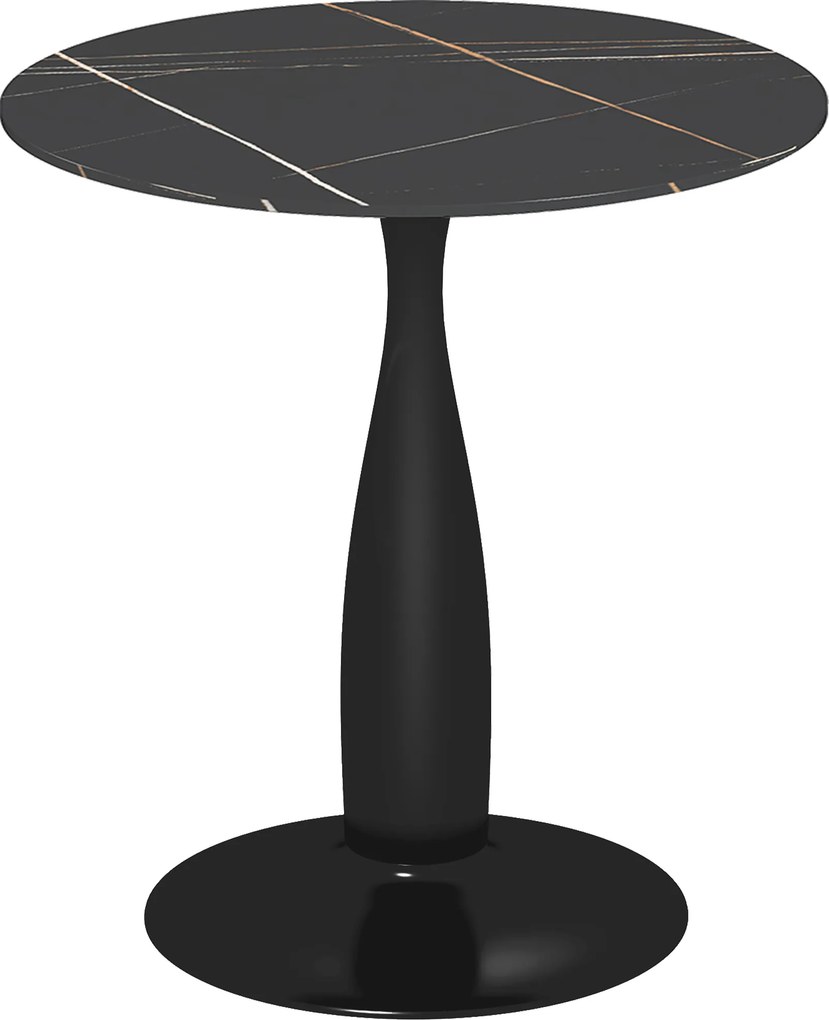 HOMCOM Mesa de jantar redonda, aço com acabamento em pó, MDF com melamina, pés antiderrapantes, 70 x 74 cm, Preto | Aosom Portugal
