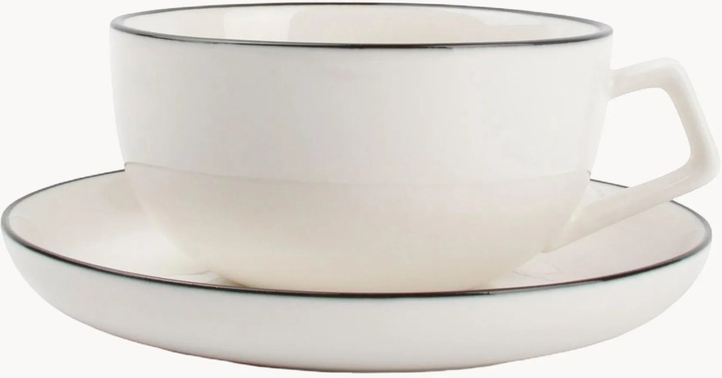 Chávenas de chá com pires em porcelana Studio Base, conjunto de 4