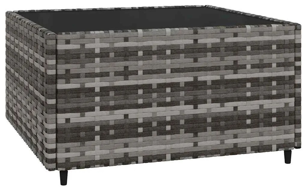 4 pcs conjunto lounge de jardim c/ almofadões vime PE cinzento