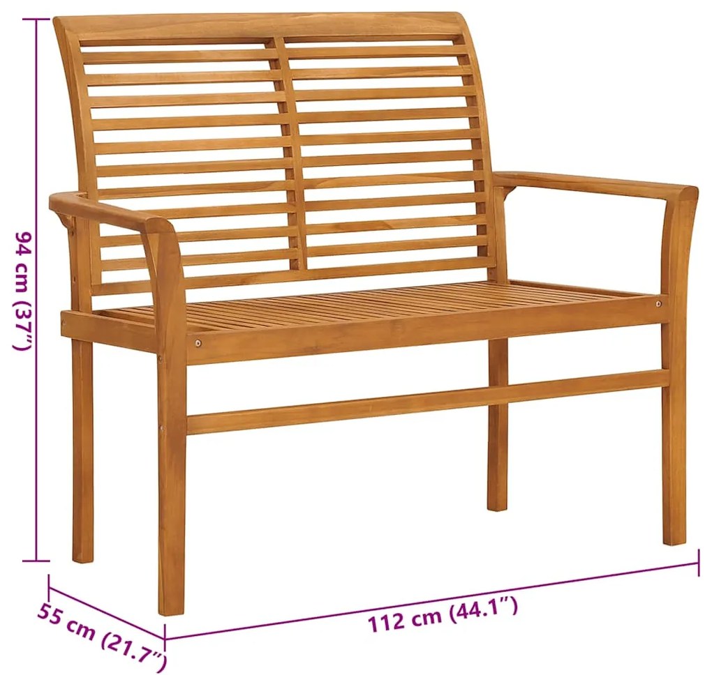 Banco de jardim c/ almofadão creme 112 cm teca maciça