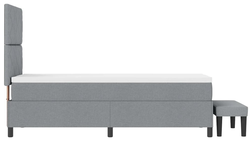 Cama Box Spring com Colchão e Banco Cinza Claro 80x200 cm Tecido