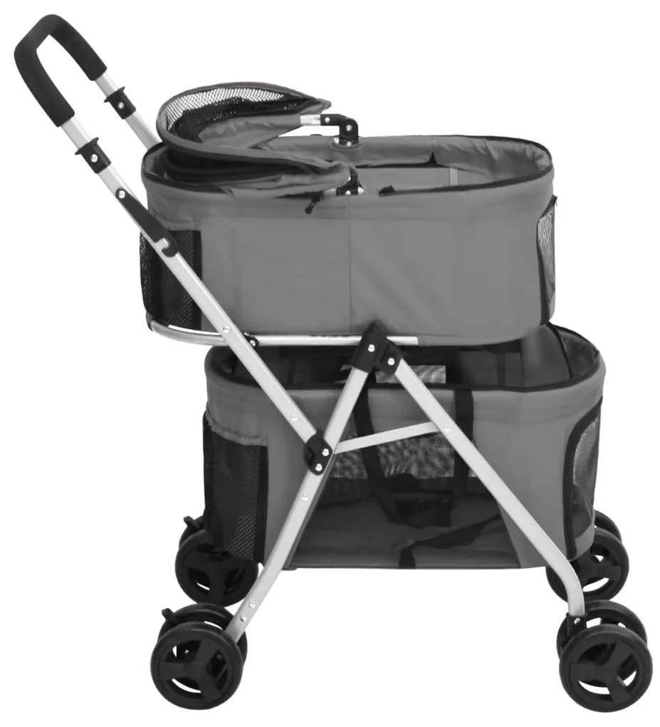Carrinho dobrável cães 2 níveis 83x48x97 cm tecido oxford cinza