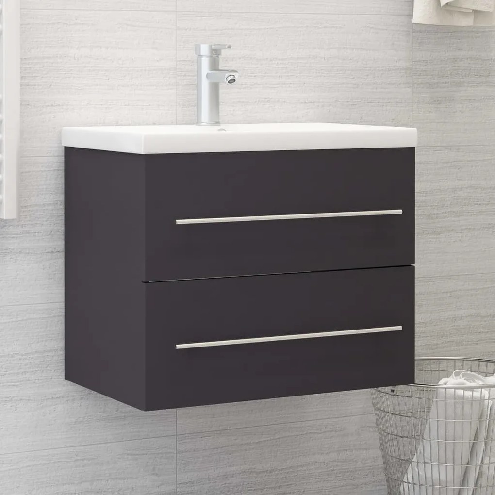vidaXL Armário lavatório 60x38,5x48 cm derivados de madeira cinzento