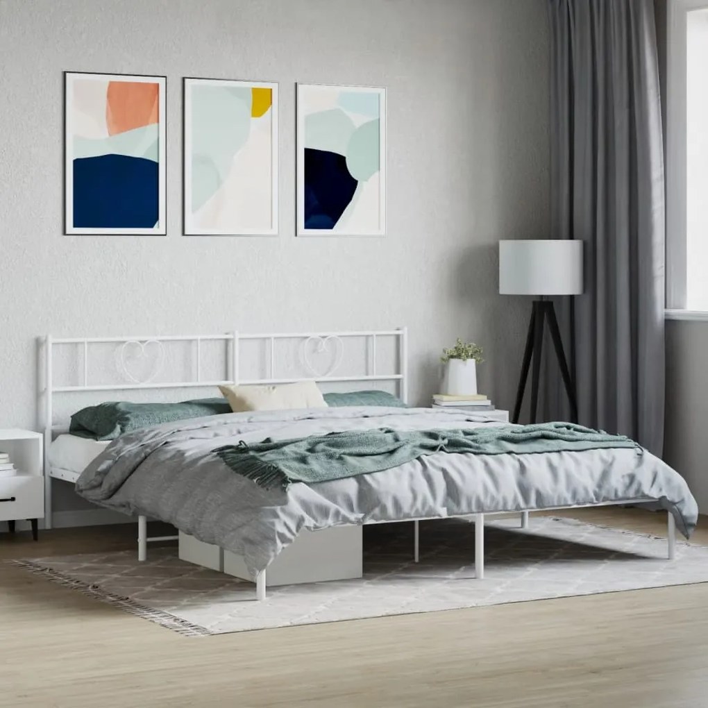 Estrutura de cama com cabeceira 180x200 cm metal branco