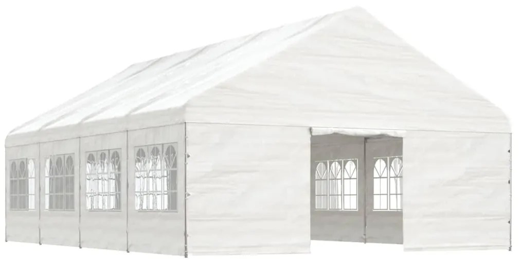 Gazebo com telhado 8,92x5,88x3,75 m polietileno branco