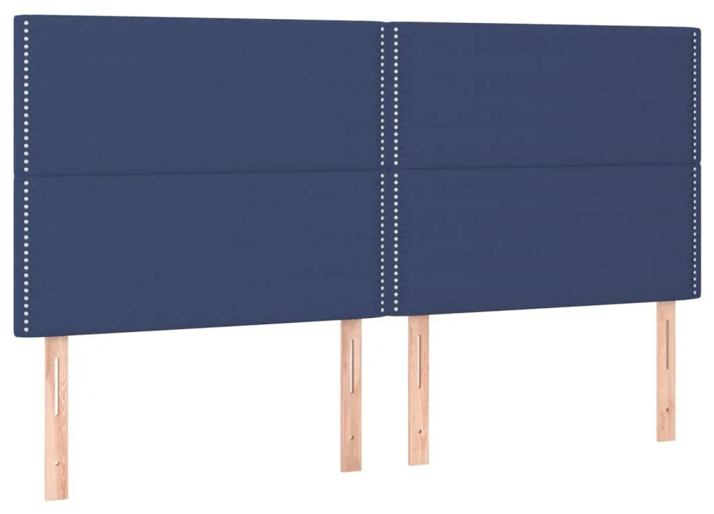 Cama box spring c/ colchão e LED 160x200 cm tecido azul