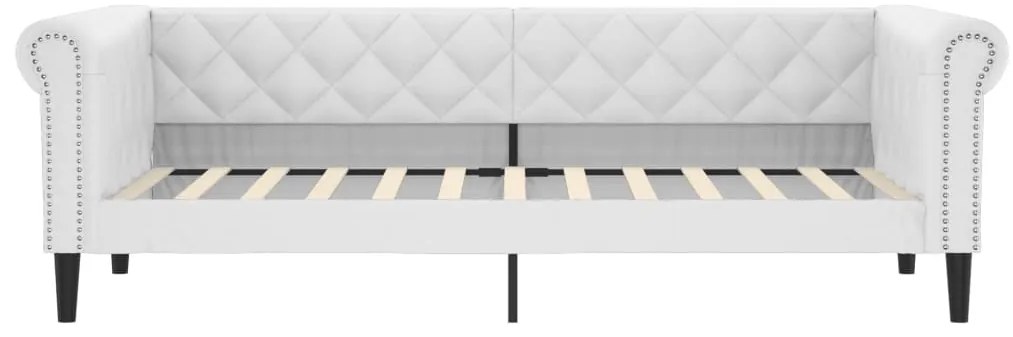 Sofá-cama com colchão 90x200 cm couro artificial branco