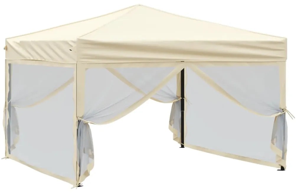 Tenda para festas dobrável com paredes laterais 3x3 m creme