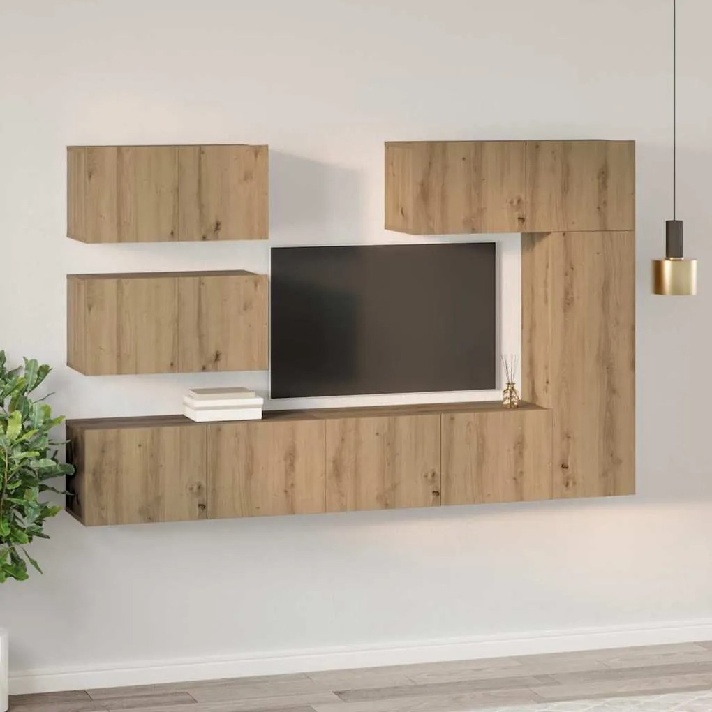 Conjunto de móvel de TV com prateleira Outros 6 pcs carvalho artisiano