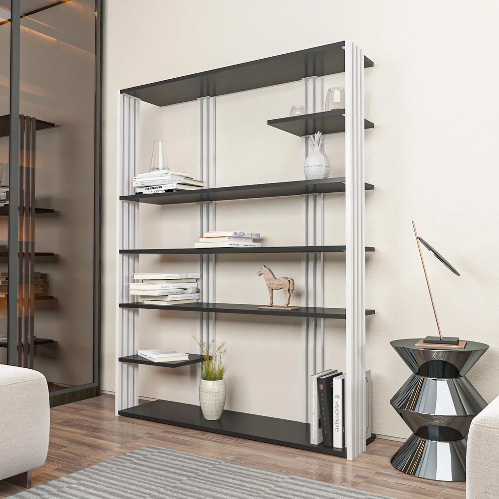 Estante Jenny – Antracite e Branco – 120x160x29,6 cm