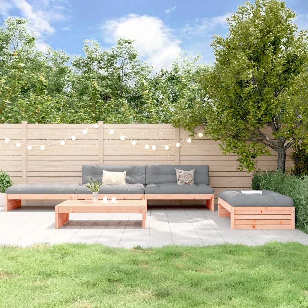 5 pcs conj. lounge jardim com almofadões madeira douglas maciça