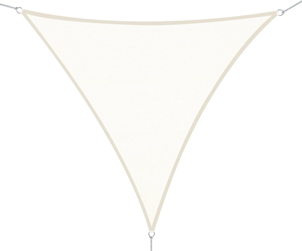 Outsunny Vela de Sombra Triangular 5x5x5 m Toldo Vela de Poliéster com Proteção UV Aneis em Forma de D e Cordas para Jardim Pátio Piscina Creme