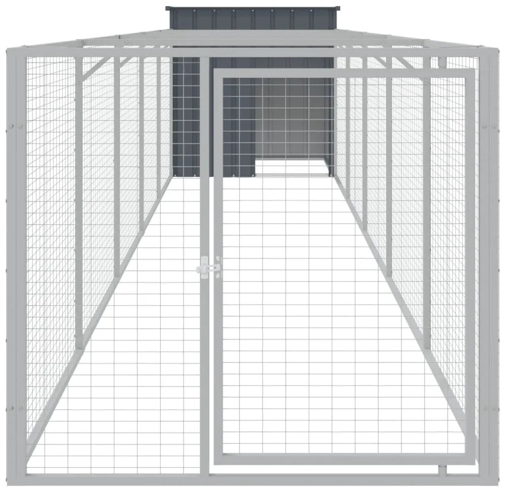 Casota p/ cães c/ parque 110x609x110 cm aço galvaniz. antracite