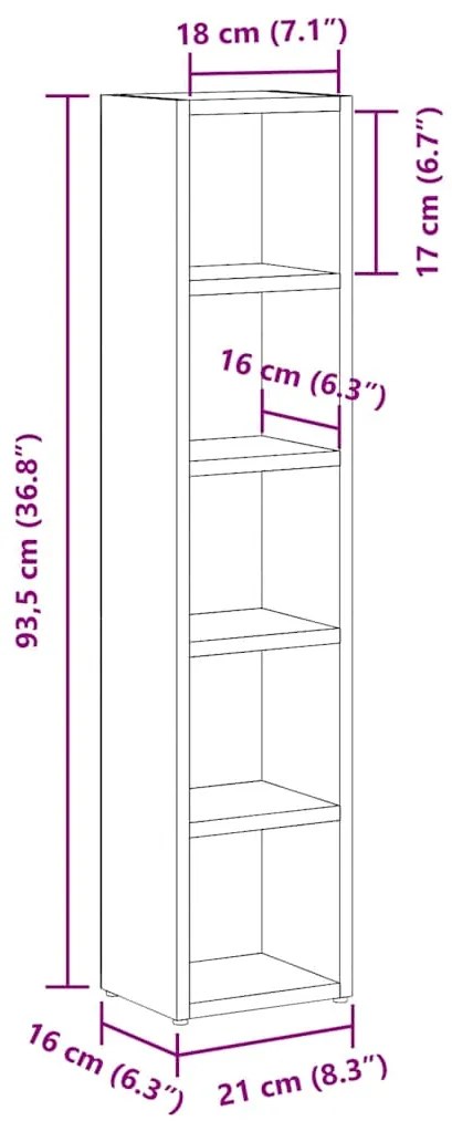 Armários CD 2 pcs 21x16x93,5cm contraplacado cinzento cimento