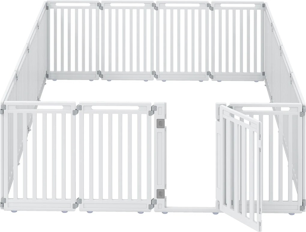 Conjunto de 7 Painéis para Parque para Cães com Porta, 53 x 81 cm, Configuração Flexível, Branco