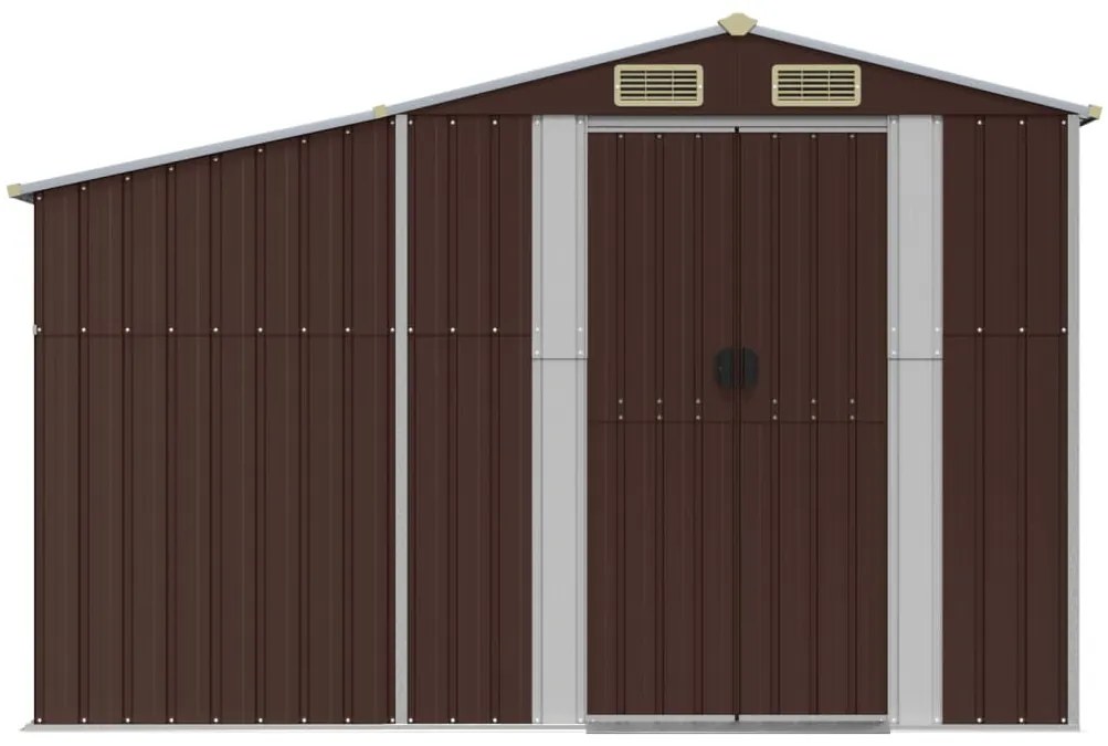 Abrigo de jardim 277x279x179 cm aço galvanizado castanho