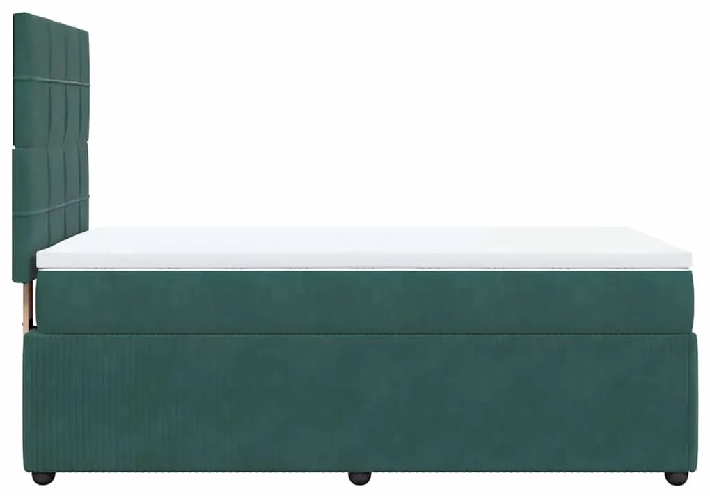 Cama com molas/colchão 90x190 cm veludo verde-escuro