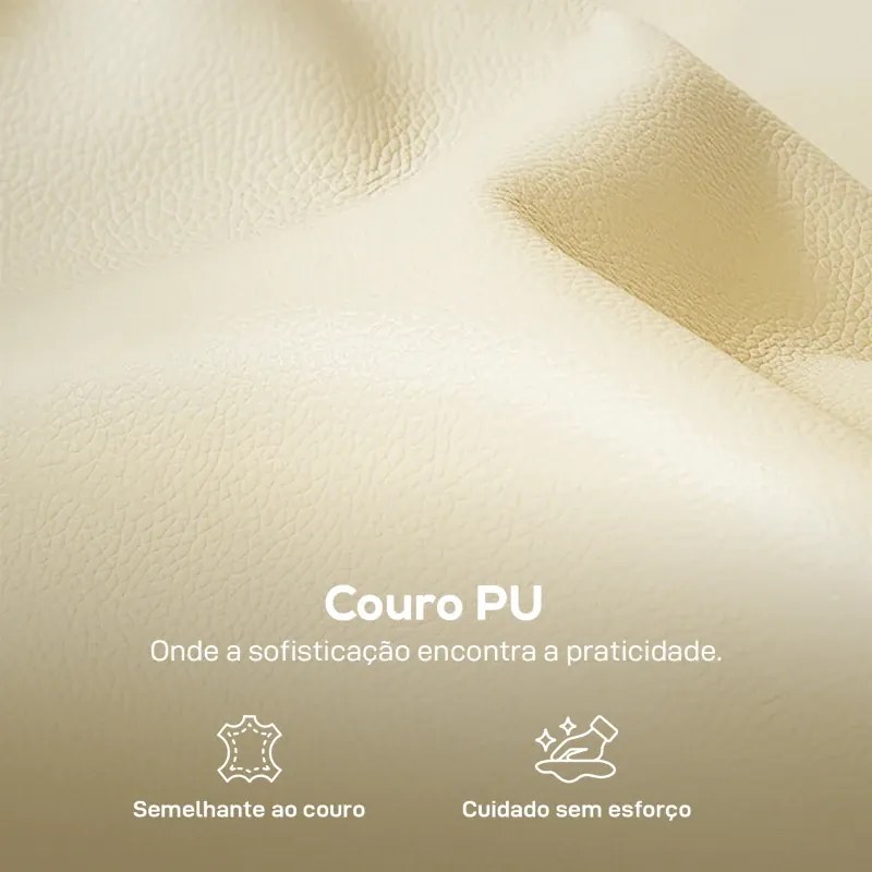 Poltrona Sala de Estar Estofada em Couro Sintético Poltrona Relax Moderna com Assento Largo Acolchoado Espesso 80x81x90 cm Bege