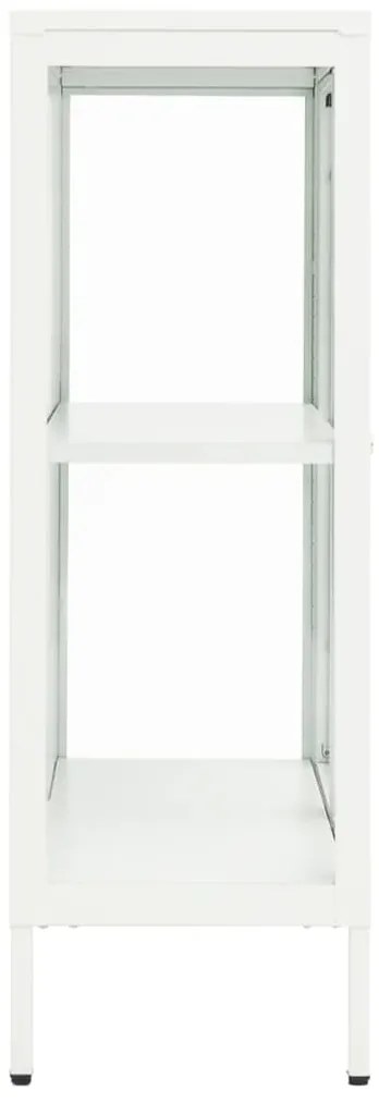 Aparador 75x35x105 cm vidro e aço branco