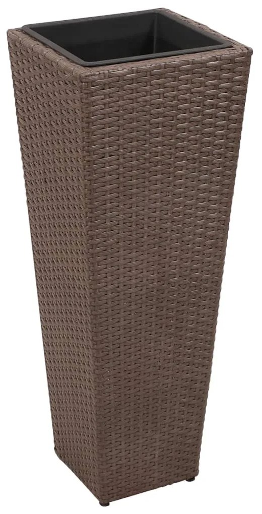 Floreiras de jardim altas 3 pcs vime PE castanho