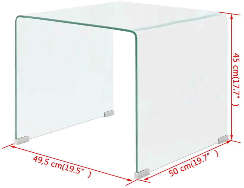 Mesa de centro em vidro temperado 49,5x50x45 cm transparente