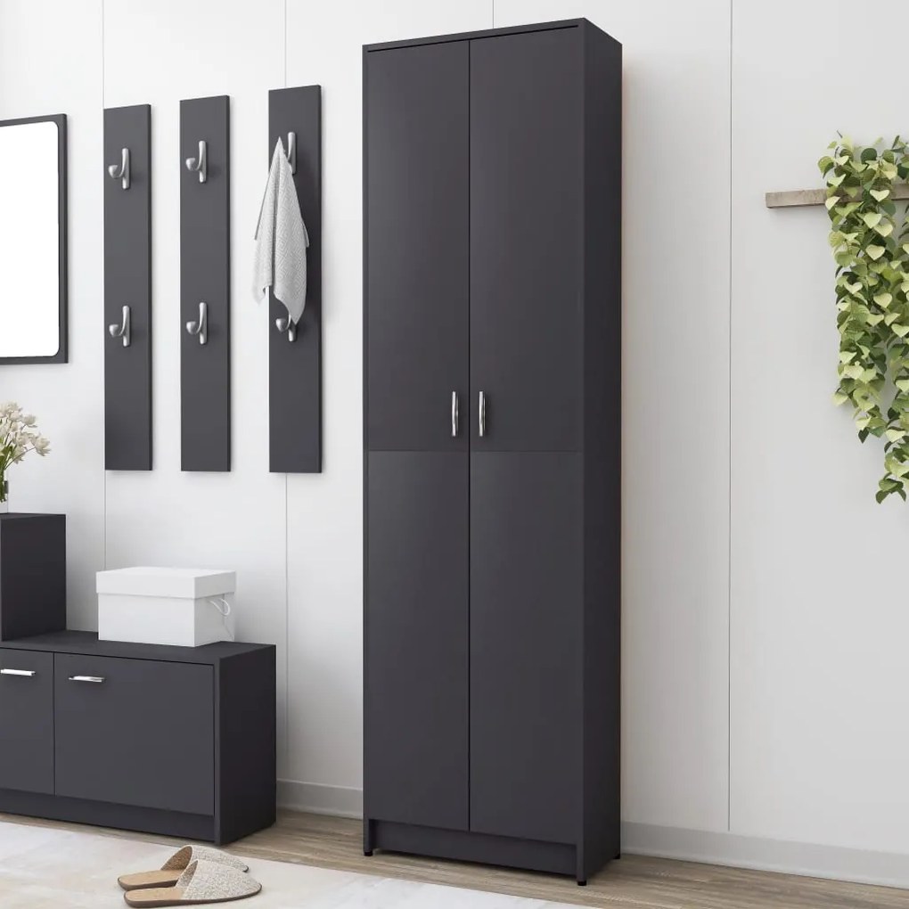 802851 vidaXL Roupeiro de corredor 55x25x189 cm contraplacado cinzento