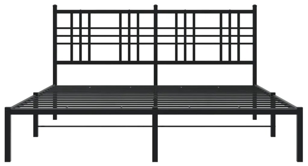 Estrutura de cama em metal com cabeceira 150x200 cm preto