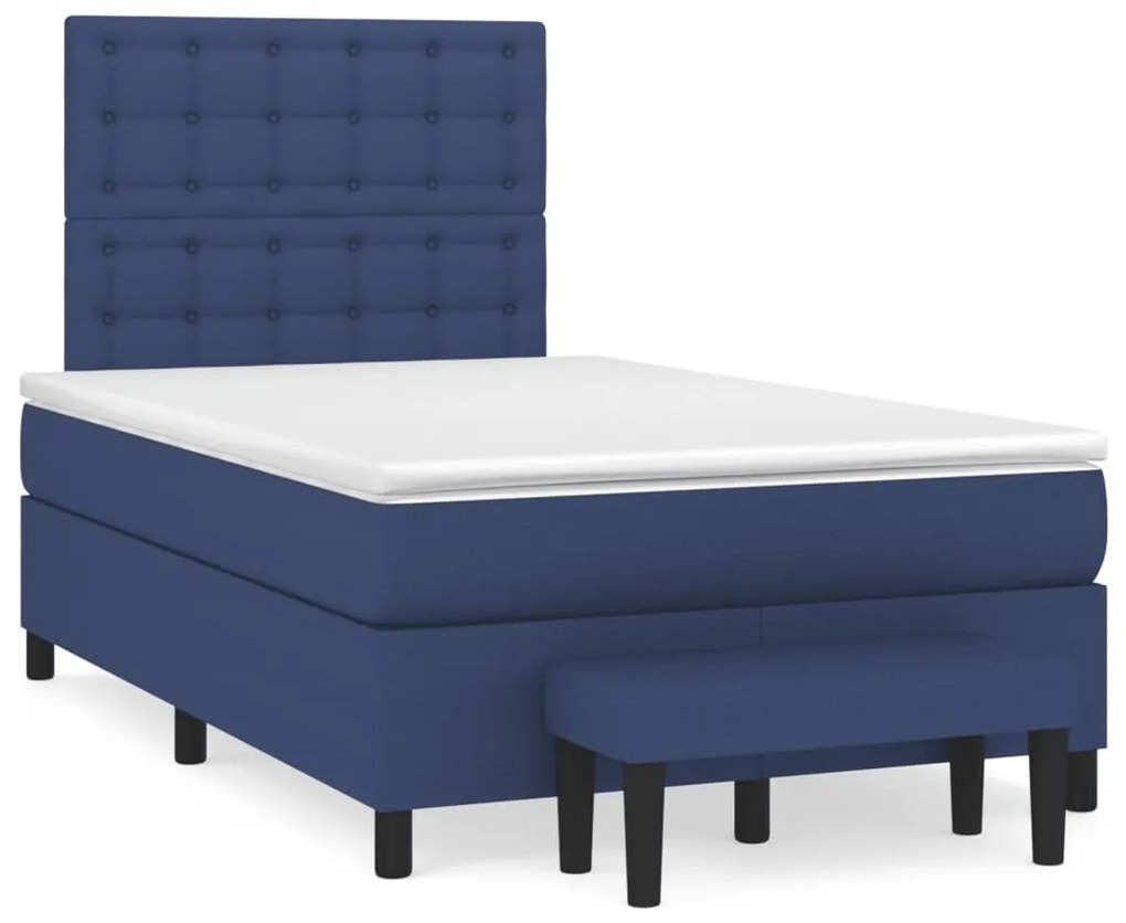 Cama boxspring com colchão 120x190 cm tecido azul