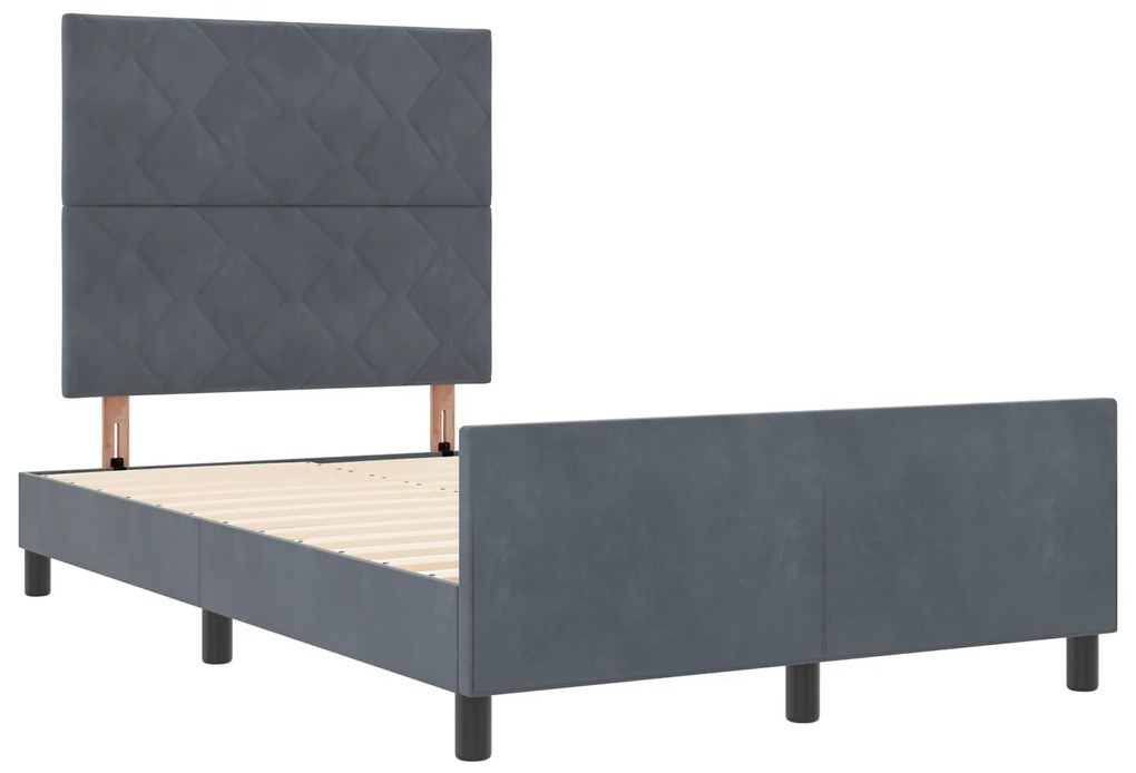 Cama vidaXL Cinza Escuro 120x190 cm Veludo