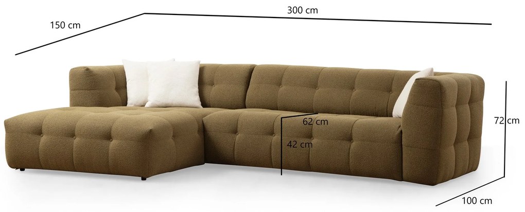 Sofá de Canto Cady – Khaki – 300 x 150 cm
