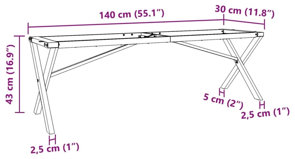 Pernas para mesa de centro estrutura em X aço