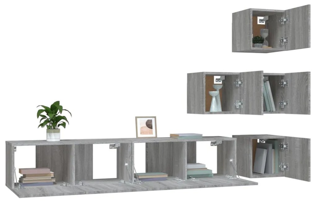 Móvel p/ TV montagem na parede madeira processada sonoma cinza