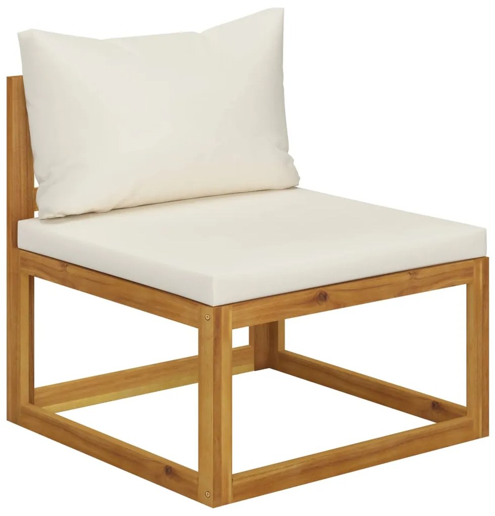 6 pcs conjunto lounge jardim c/ almofadões acácia maciça creme