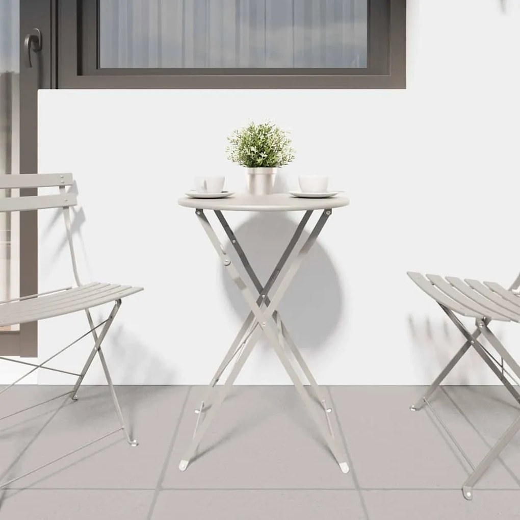 Mesa Bistro Dobrável Bege Ø50 x 71 cm em Aço Galvanizado