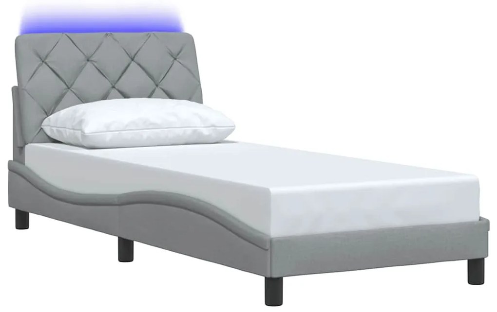 Estrutura de cama com LED sem colchão 90x200 cm tecido