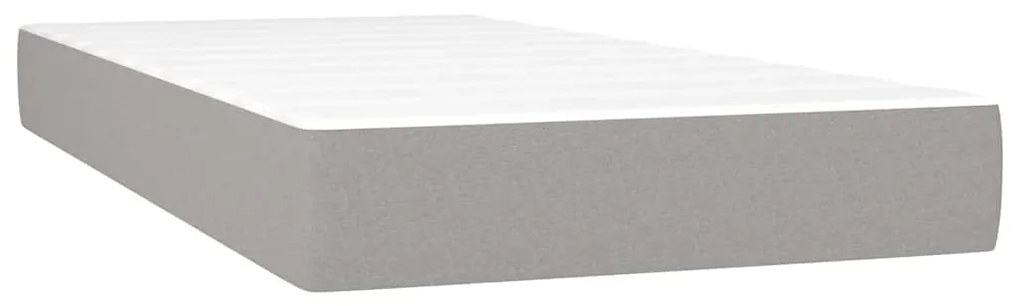Cama box spring c/ colchão e LED 120x190 cm tecido cinza-claro