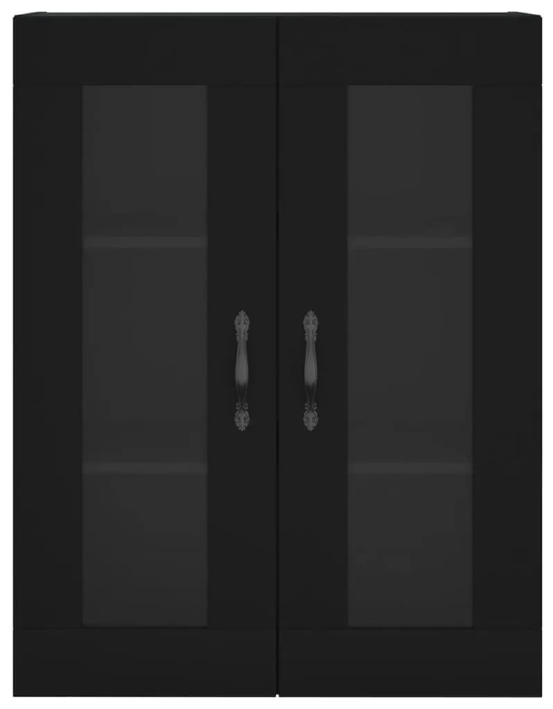 Armário de parede 69,5x34x90 cm derivados de madeira preto