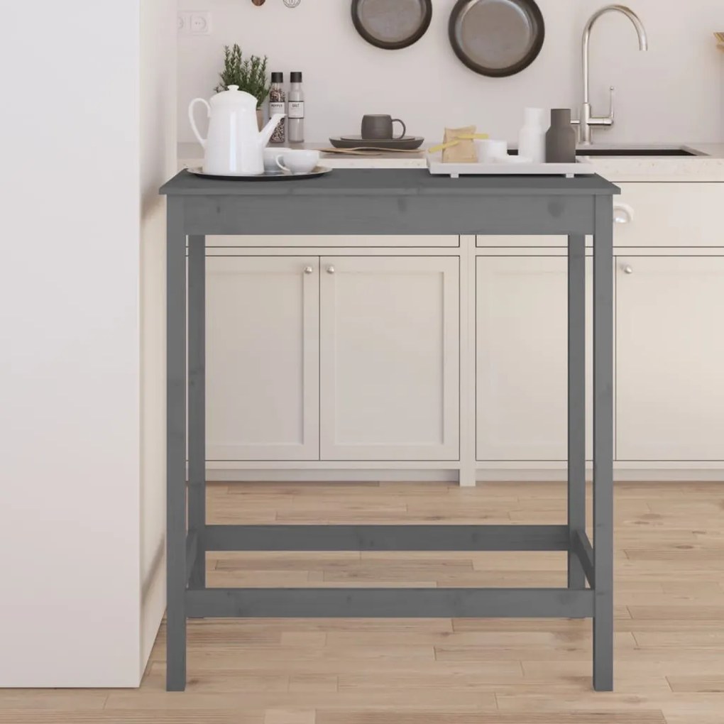 vidaXL Mesa de bar 100x50x110 cm madeira de pinho maciça cinza