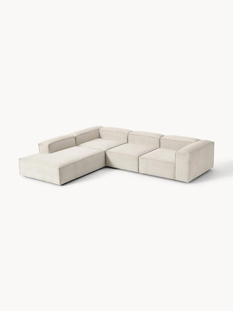 Sofá de canto modular em bombazina Lennon (4 lugares)