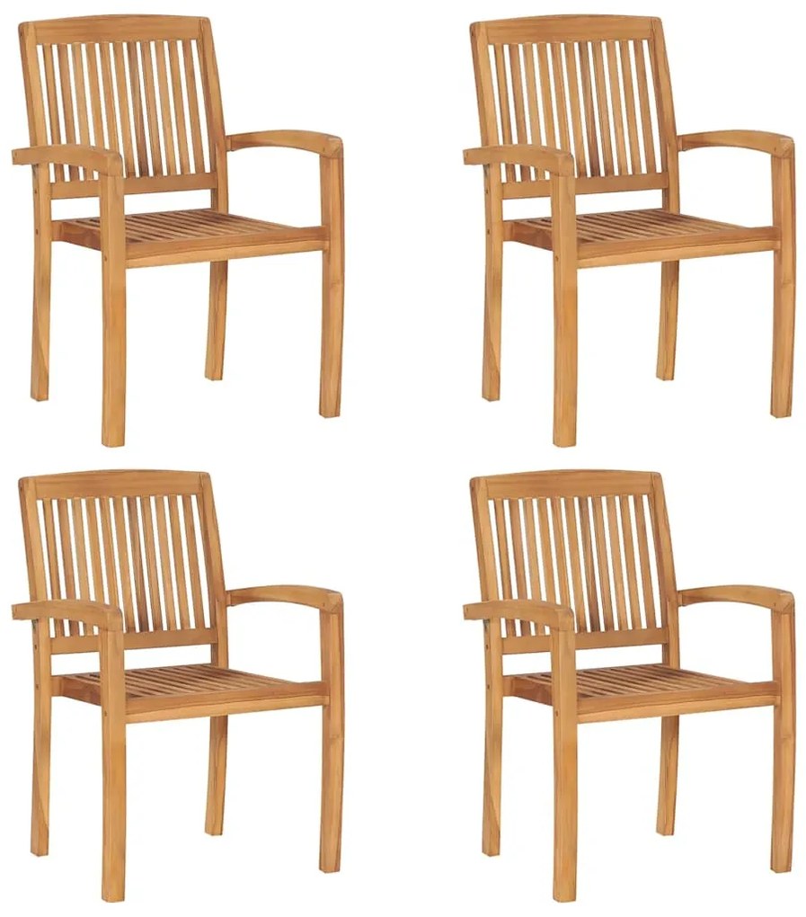 Cadeiras de jardim empiháveis c/ almofadões 4 pcs teca maciça
