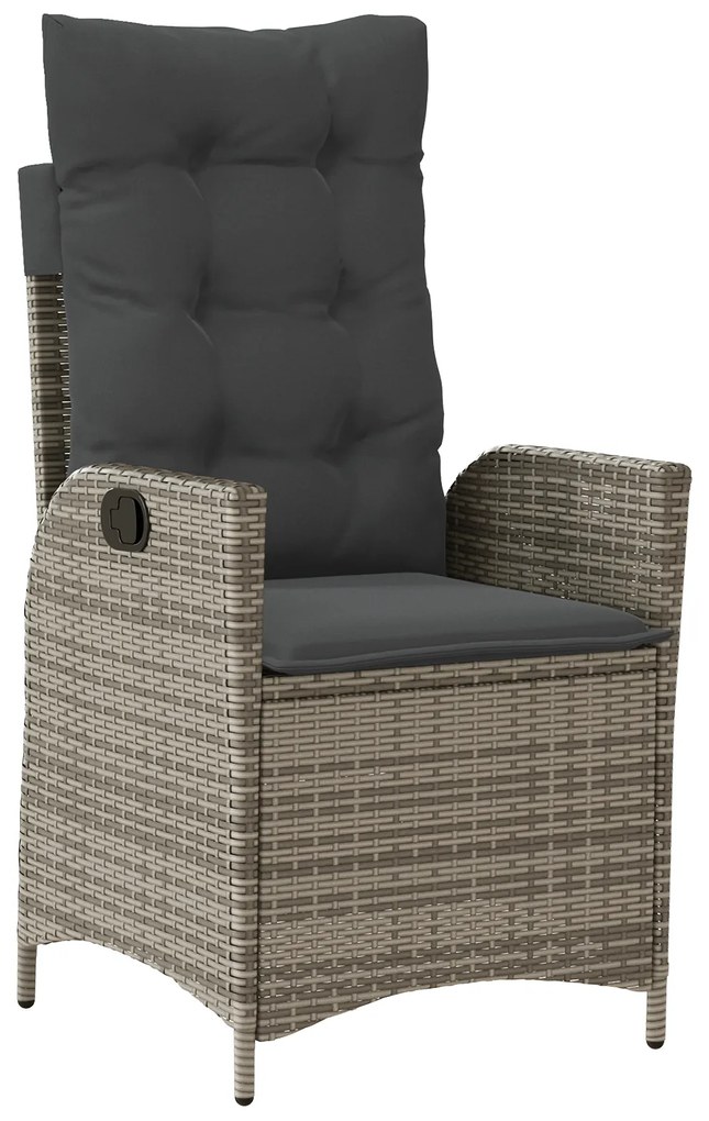 Conjunto de Jantar de Jardim com 9 Peças e Almofadas Cinza Rattan Poli