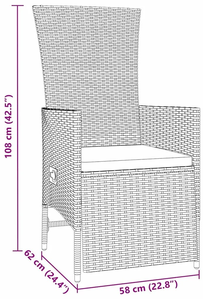 Conjunto de Cadeiras de Jardim Reclináveis 7 pcs Bege
