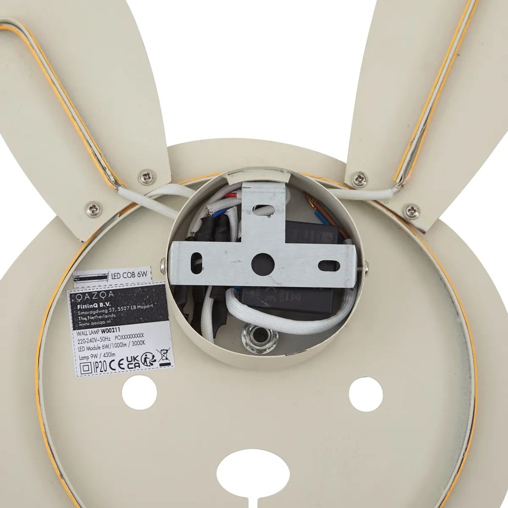 Candeeiro de Parede Infantil Bege Incl. LED Regulável em 3 Níveis - Benny, o Coelhinho