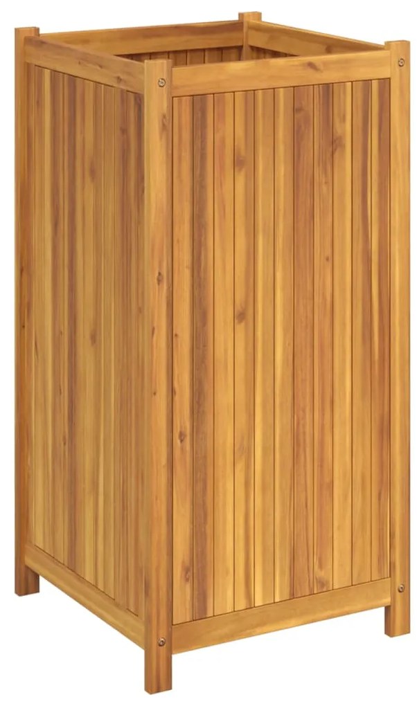 Vaso/floreira de jardim com forro 50x50x100 cm acácia maciça