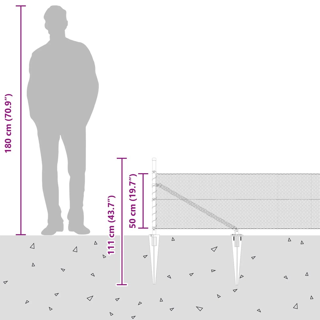 Cerca Hexagonal vidaXL Cinza 0,5x50 m Aço